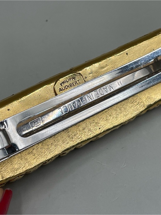 Philippe Audibert Paris France Polished GoldTone Dotted 4.5” Hair Pin Barrette main image 4